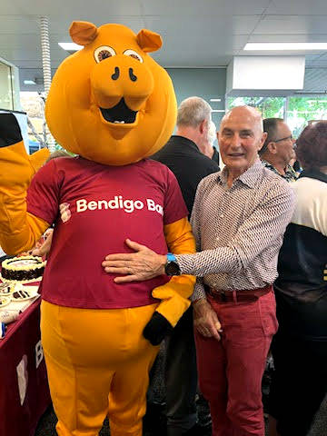 His Honour Professor the Honourable Hugh Heggie PSM, Administrator of the Northern Territory with Piggy Piggy and Administrator